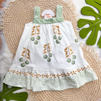 Vestido Cerejinhas com Passamanaria Floral - Verde